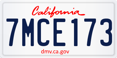 CA license plate 7MCE173