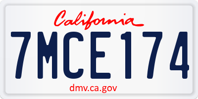 CA license plate 7MCE174