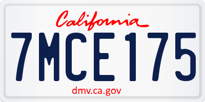 CA license plate 7MCE175