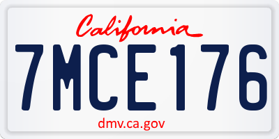 CA license plate 7MCE176