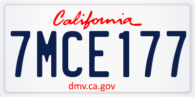 CA license plate 7MCE177