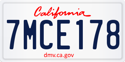 CA license plate 7MCE178
