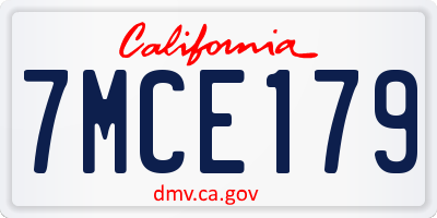 CA license plate 7MCE179