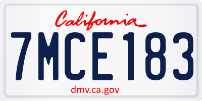 CA license plate 7MCE183