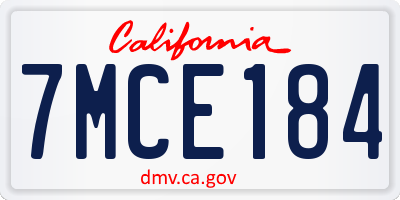 CA license plate 7MCE184