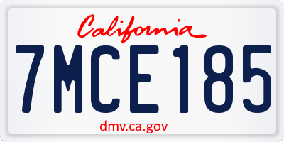 CA license plate 7MCE185