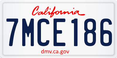 CA license plate 7MCE186