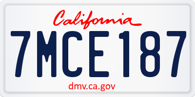 CA license plate 7MCE187