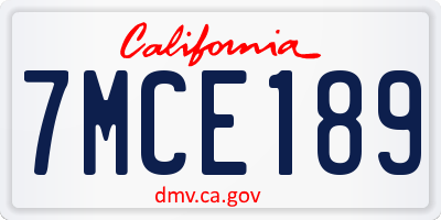 CA license plate 7MCE189