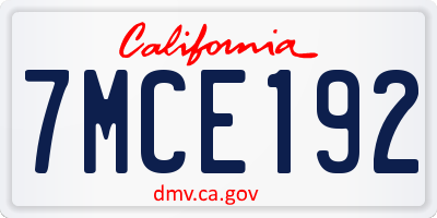 CA license plate 7MCE192