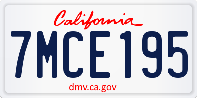 CA license plate 7MCE195