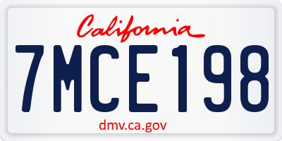 CA license plate 7MCE198