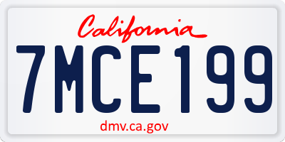 CA license plate 7MCE199
