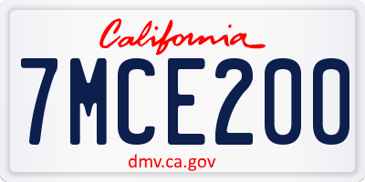 CA license plate 7MCE200