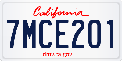 CA license plate 7MCE201