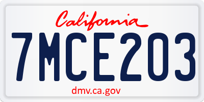 CA license plate 7MCE203