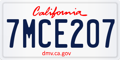 CA license plate 7MCE207