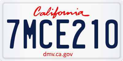 CA license plate 7MCE210