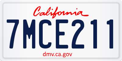 CA license plate 7MCE211