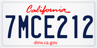 CA license plate 7MCE212