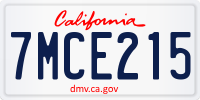 CA license plate 7MCE215