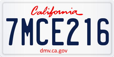 CA license plate 7MCE216