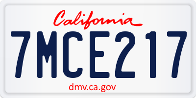 CA license plate 7MCE217