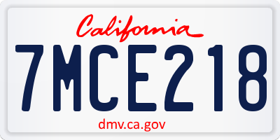 CA license plate 7MCE218