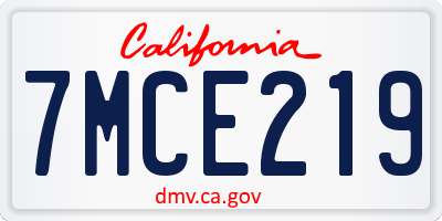 CA license plate 7MCE219