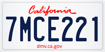 CA license plate 7MCE221