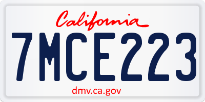 CA license plate 7MCE223