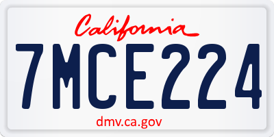 CA license plate 7MCE224