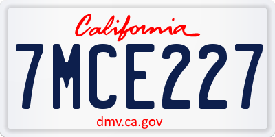 CA license plate 7MCE227
