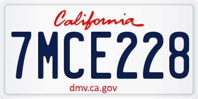 CA license plate 7MCE228