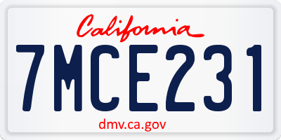 CA license plate 7MCE231