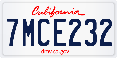 CA license plate 7MCE232