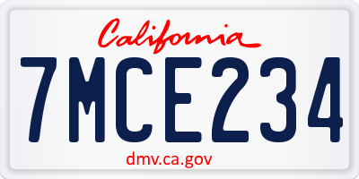 CA license plate 7MCE234