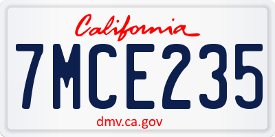 CA license plate 7MCE235