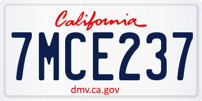 CA license plate 7MCE237