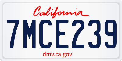 CA license plate 7MCE239