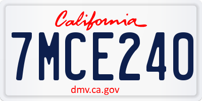 CA license plate 7MCE240