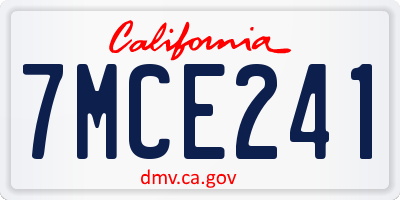 CA license plate 7MCE241