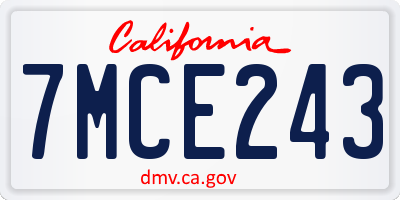 CA license plate 7MCE243