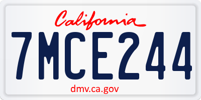 CA license plate 7MCE244