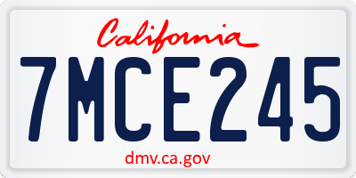CA license plate 7MCE245
