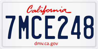 CA license plate 7MCE248