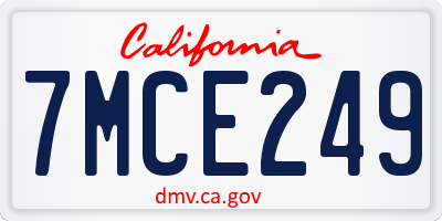 CA license plate 7MCE249