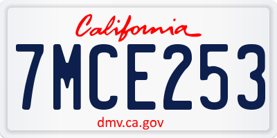 CA license plate 7MCE253