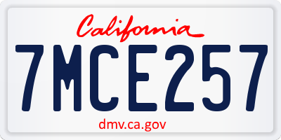 CA license plate 7MCE257