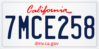 CA license plate 7MCE258